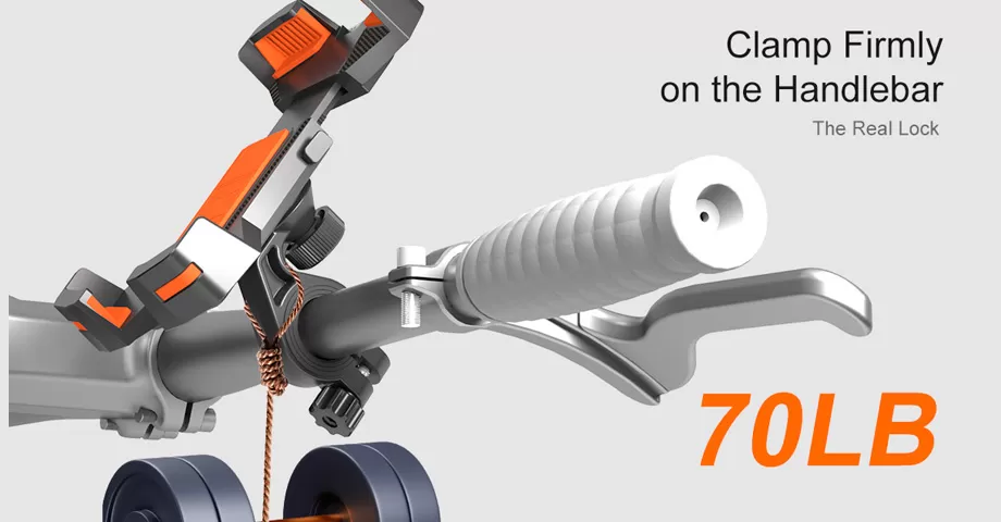 牢固地夹紧在车把上