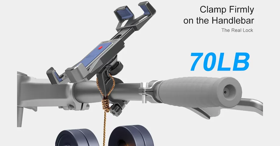 牢固地夹紧在车把上