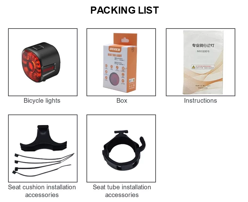 Packing List of Intelligent Sensing Bike Brake Taillight LB01/LB01S Packing List of Intelligent Sensing Bike Brake Taillight LB01/LB01S