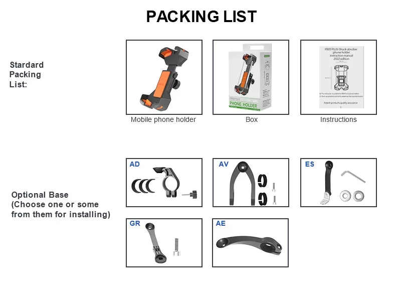 Packing List of Quick Release Bike Phone Holder PB09